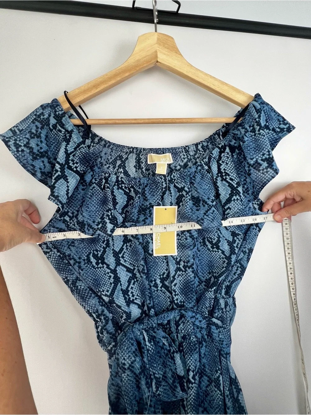 Michael Michael Kors Snakeskin Print Off Shoulder Ruffle Dress S NWT